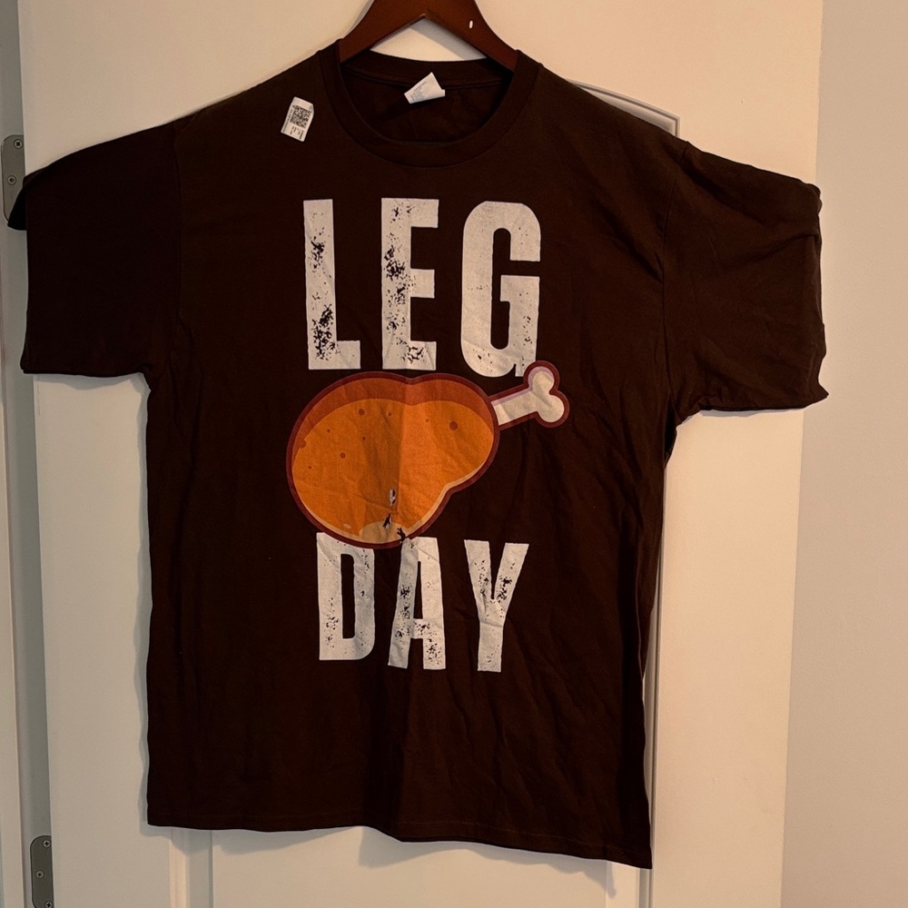 Port and Company Brown 'Leg Day' Graphic Tee